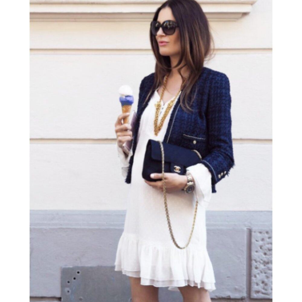 Zara Dark Blue Textured Blazer